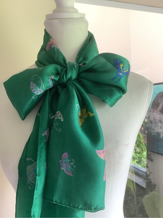 Smithsonian Institution Reproduction Green Butterfly Print Silk Scarf